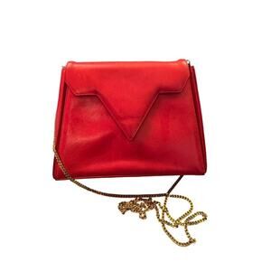Vintage Carey Adina Women’s Purse. 1980's Red Leather Shoulder Bag. Flap Top